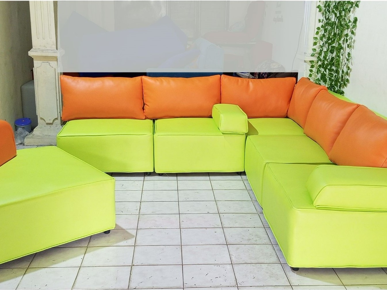 Sofa custom hijau oranye das# furniture