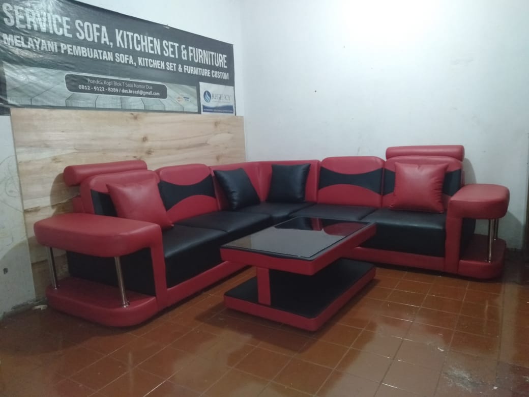 Sofa custom merah hitam das# furniture